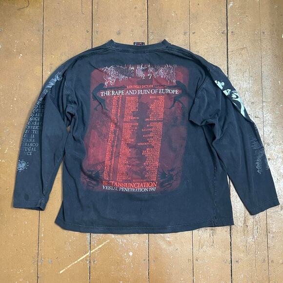 Vintage 1997 Cradle Of Filth The Rape And Ruin Of Europe Tour Long Sleeve - Picture 6 of 7